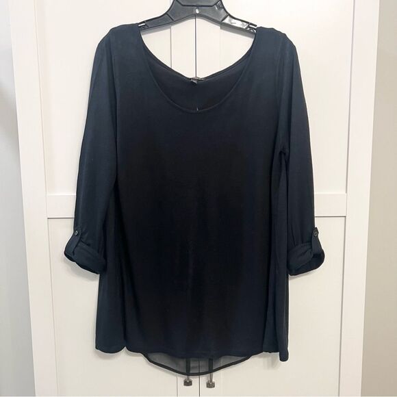 Express Chiffon Split Back Knit Tee - Picture 1 of 6